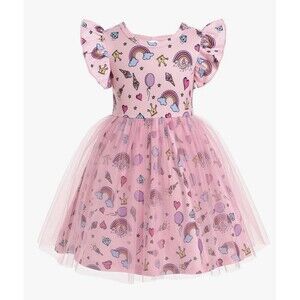 Toddler Tulle Dress 4-5 T Girl Fairy Princess Dresses Pink Rainbow Birthday